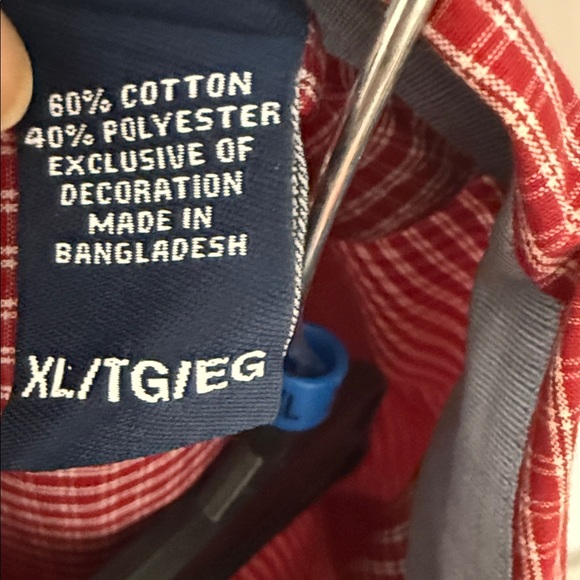 Chaps Men's Red Gingham Button Down Shirt - Picture 3 of 5